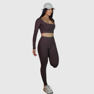 Top Manga Longa Fitness Brownie