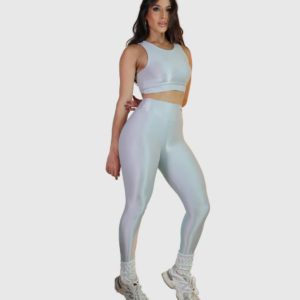 Calça Legging Caneladinho Cinza Gelo